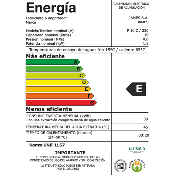 Termotanque Calefón James De Cobre 10 Litros Prisma