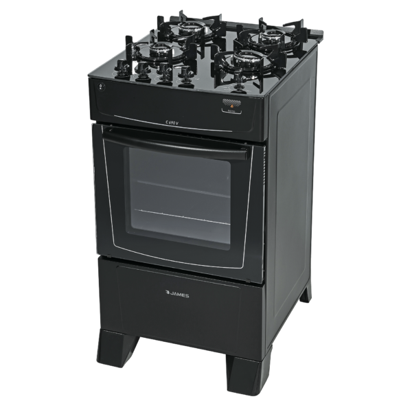 Cocina a Gas James 4 Hornallas Negro Con Mesada De Vidrio C 690 V NEGRO