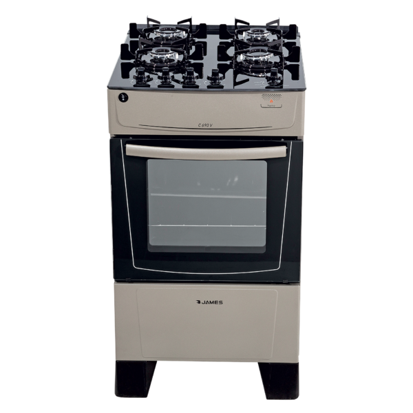 Cocina a Gas James 4 Hornallas Titanium Con Mesada De Vidrio C 690 V TITANIUM