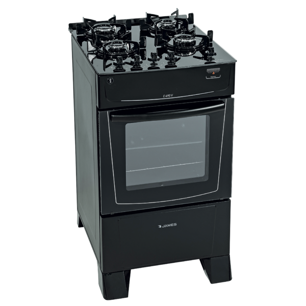 Cocina a Gas James 4 Hornallas Negro Con Mesada De Vidrio C 690 V NEGRO