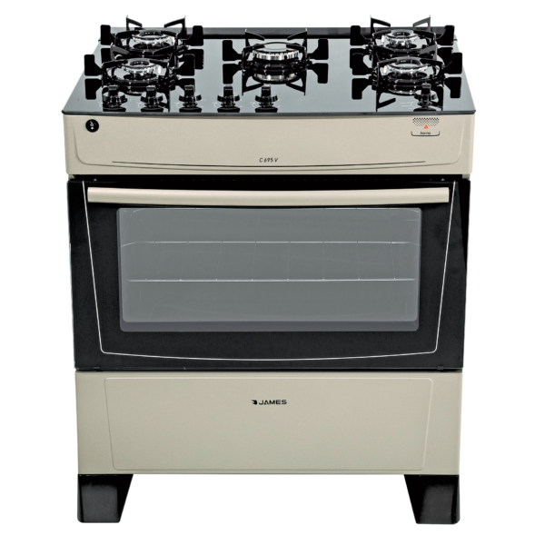 Cocina a Gas James 5 Hornallas Titanium Con Mesada De Vidrio C 695 V TITANIUM