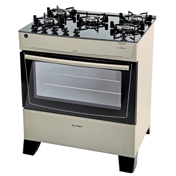 Cocina a Gas James 5 Hornallas Titanium Con Mesada De Vidrio C 695 V TITANIUM