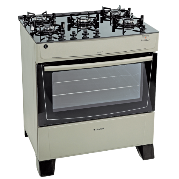 Cocina a Gas James 5 Hornallas Titanium Con Mesada De Vidrio C 695 V TITANIUM