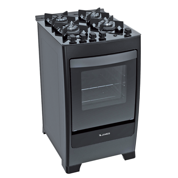 Cocina a Gas James 4 Hornallas Negro Con Mesada De Vidrio C 700 V NEGRO