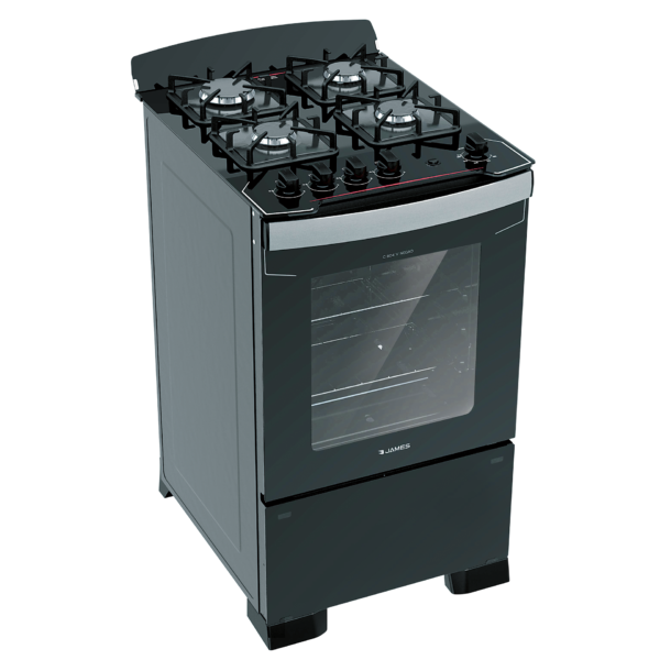 Cocina a Gas James 4 Hornallas Negro Con Mesada De Vidrio C 804 V NEGRO