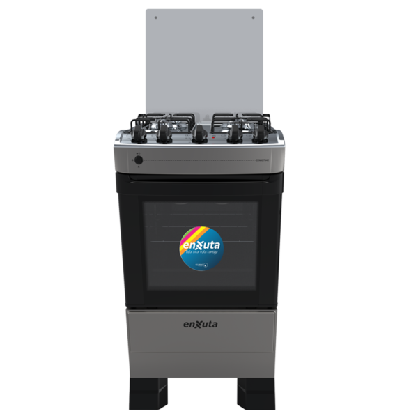 Cocina a Gas Enxuta 4 Hornallas Negro Con Mesada de Vidrio CENX27542T