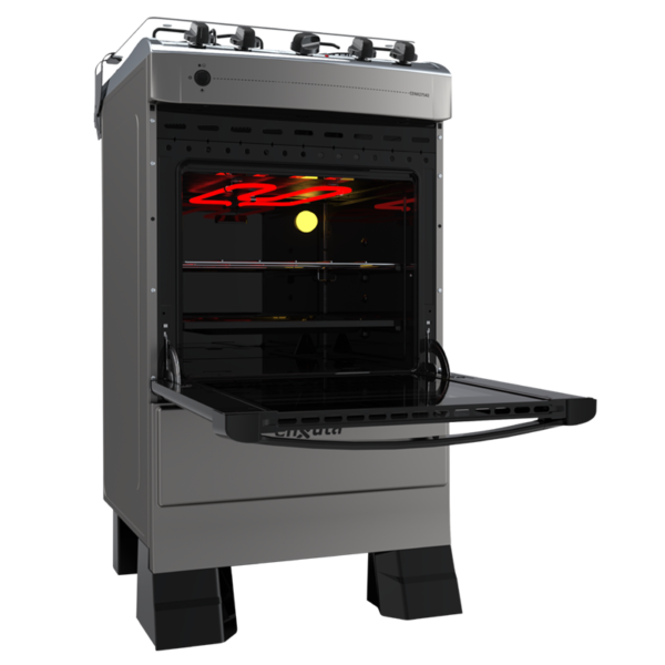 Cocina a Gas Enxuta 4 Hornallas Negro Con Mesada de Vidrio CENX27542T