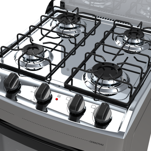 Cocina a Gas Enxuta 4 Hornallas Negro Con Mesada de Vidrio CENX27542T