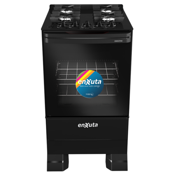 Cocina a Gas Enxuta 4 Hornallas Negro Con Mesada de Vidrio CENXV27543NG-1