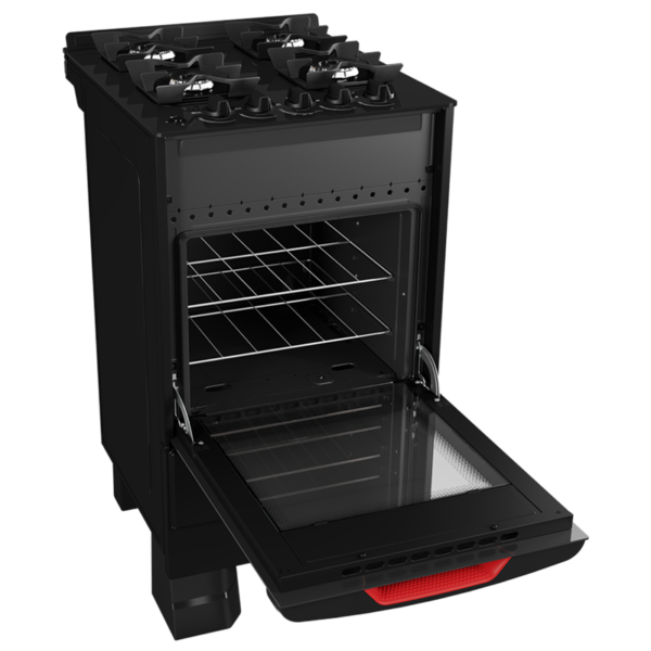 Cocina a Gas Enxuta 4 Hornallas Negro Con Mesada de Vidrio CENXV27543NG-1