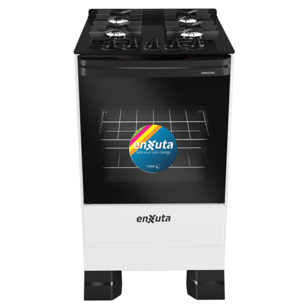 Cocina a Gas Enxuta 4 Hornallas Blanco Con Mesada de Vidrio CENXV27542W-1