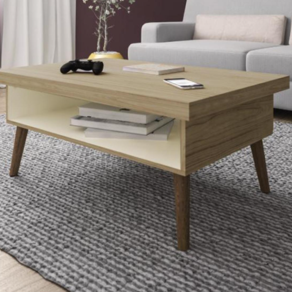 Captura de pantalla 2025-02-28 180223 Mesa de centro Lucca Pino con patas de madera oscura y compartimentos para almacenamiento
