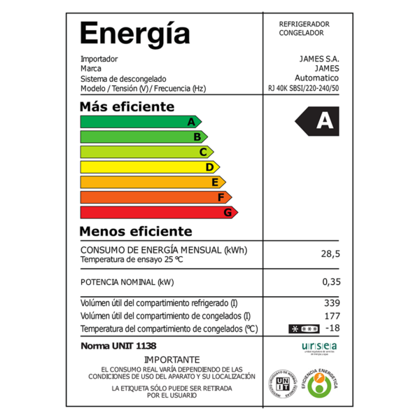 Refrigerador Heladera James Inoxidable 559 Litros Inverter Side By Side Frio Seco RJN 40K SBSI