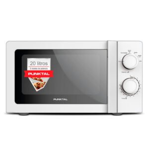 Microondas Punktal de 20 litros, color blanco, manual y 6 niveles de potencia