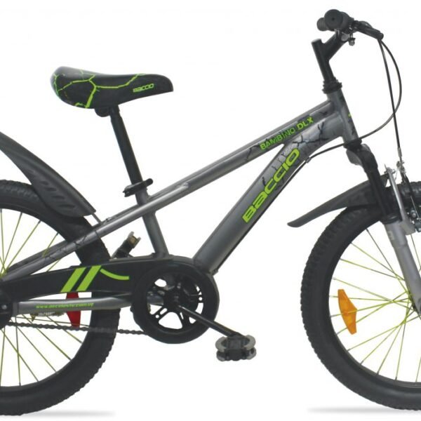 Bambino-DLX-20-3-1120x700 Bicicleta Baccio Bambino DLX rodado 20 en color gris, con diseño deportivo, guardabarros y porta botellas