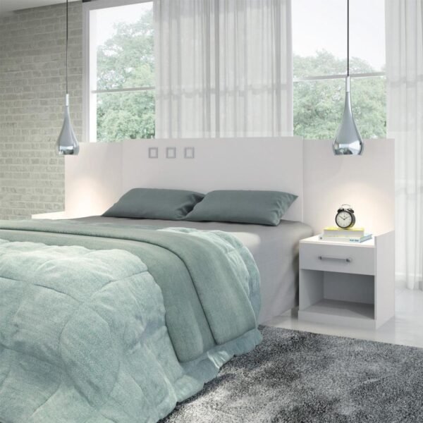Cabecera Havana en color blanco con mesas de luz integradas, diseño moderno y funcional para dormitorio