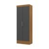 Armario multiuso Nara con dos puertas en color negro y estructura en color marrón, diseño funcional para almacenamiento en el hogar