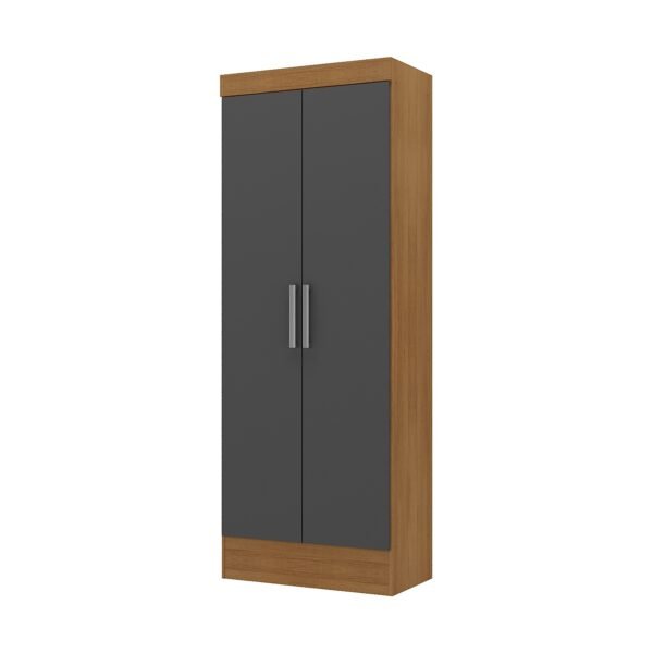 Armario multiuso Nara con dos puertas en color negro y estructura en color marrón, diseño funcional para almacenamiento en el hogar