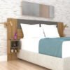 Respaldo Tokio de 2 plazas en color madera con mesa de luz integrada, diseño elegante y funcional para dormitorio