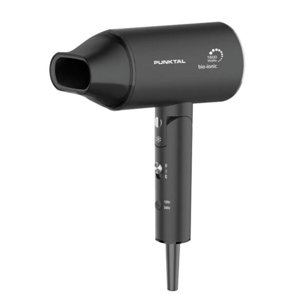ff5480c1a7ace32 Secador de cabello Punktal PK-2100ION de 1600W, color negro, con tecnología bio-ionic y diseño compacto para viaje