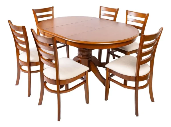 Juego Comedor Mesa Extensible + 6 Sillas Tapizadas
