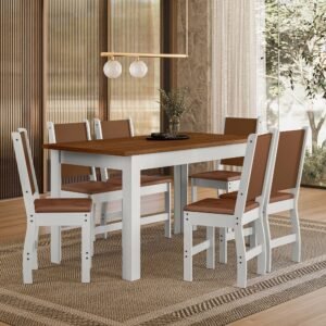 Juego de Comedor Bellagio 6 Sillas Marron/Blanco