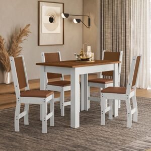 Juego de Comedor Bellagio 4 Sillas Marrón/Blanco