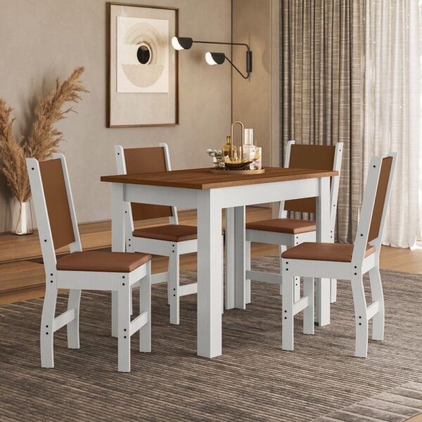 Juego de Comedor Bellagio 4 Sillas Marrón/Blanco