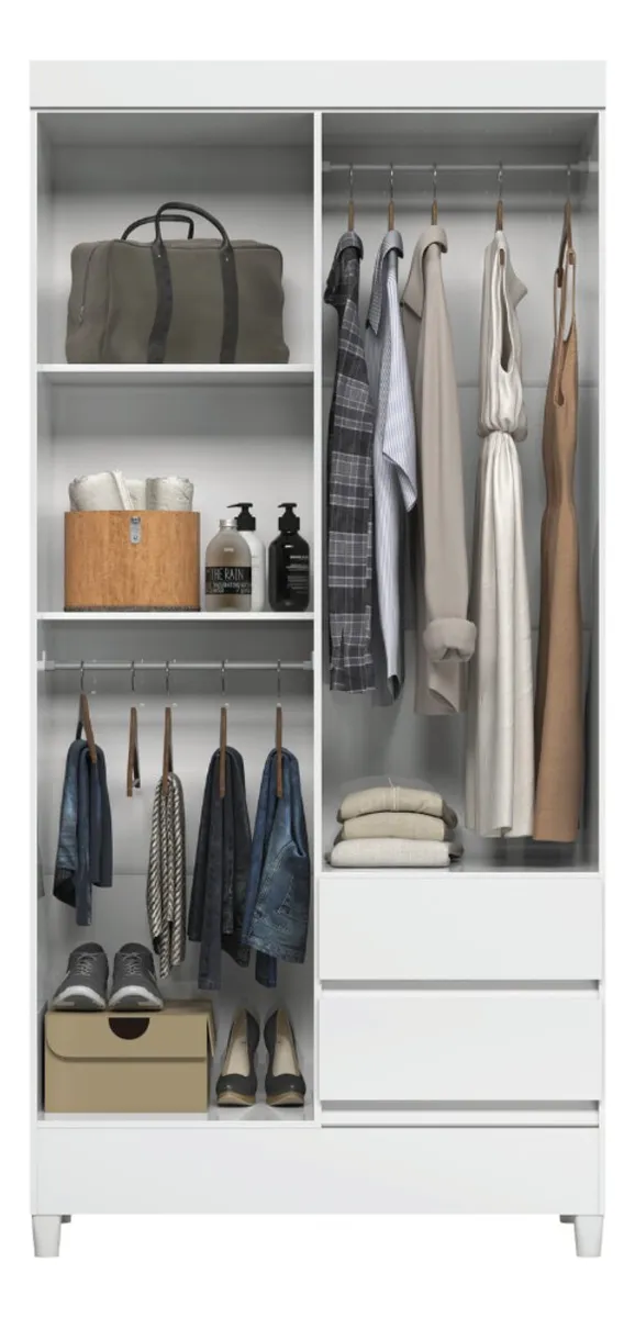 Ropero Fit 4 Puertas y 2 Cajones Blanco