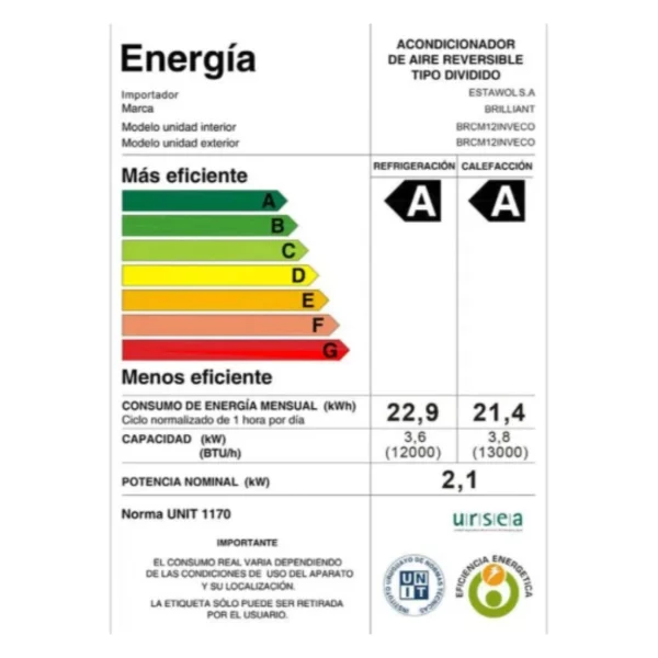 Aire Acondicionado Brilliant Inverter De 9.000 BTU