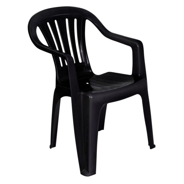 Silla de PVC Negra con Posabrazos MOR Calidad Superior Oferta