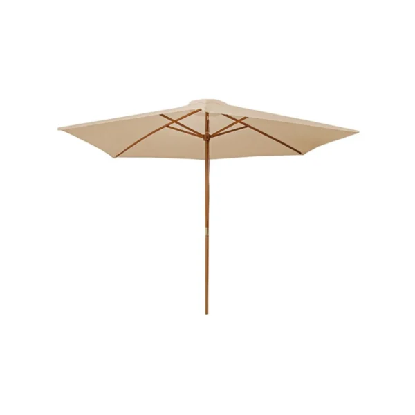 Sombrilla de Madera Natural y Tela 3.0m Beige
