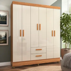 Ropero Lite 6 Puertas y 2 Cajones Cinamomo/ Off White
