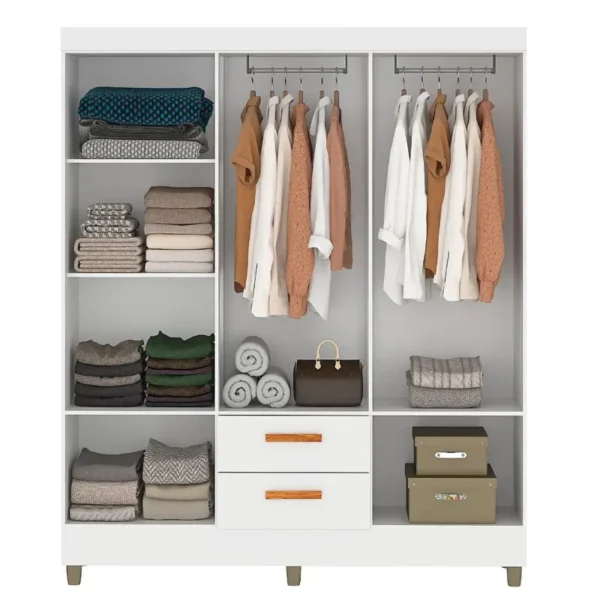 megalunaropero- Ropero Lite 6 Puertas y 2 Cajones Cinamomo/Gris