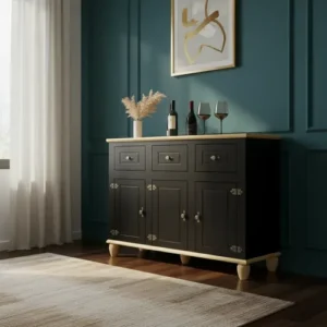 Aparador 3p 3C Mega Luna linea Joy Aparador De Buffet Joy Negro 3 Puertas y 3 Cajones